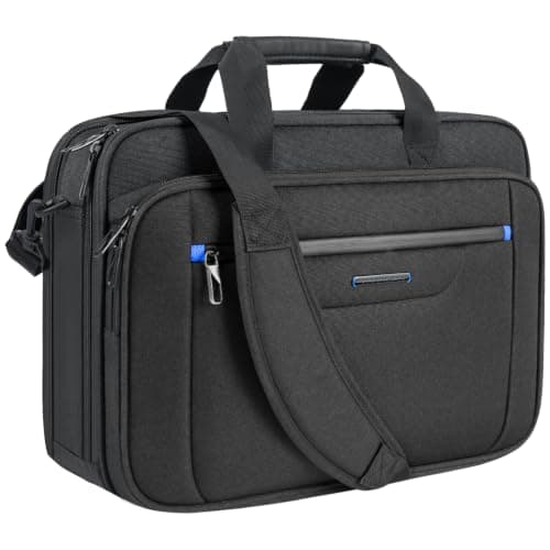 VANKEAN Laptop Briefcase Premium Laptop Case Fits Up to 15.6 Inch Business Shoulder Bag Laptop Expandable Water-Repellent Messenger Bag for Men/Women Computer Bag for Travel/Business/Black-Blue