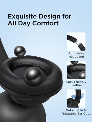1MORE HQ31 Over-Ear Headphones, Hybrid Active Noise Cancelling Headphones with Hi-Res Audio, 90H Playtime, Foldable Design, Wired Mode Available, Clear Calls, Preset EQ Via App, Multipoint Connection — view 6