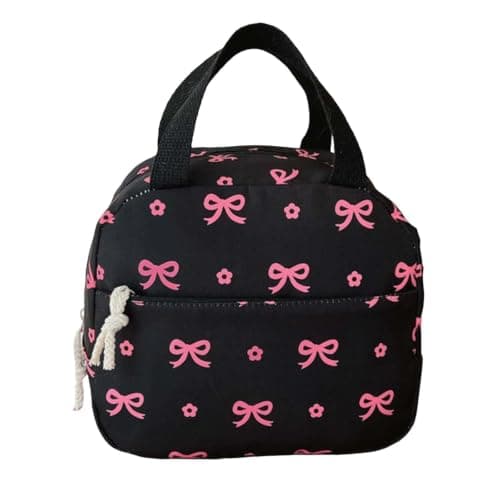 Bow Print 3 In 1 School Backpack Set UK, Water Resistant Lightweight Rucksack with Insulated Lunch Bag Zipper Pencil Case, Casual Daypack Bookbag for Primary Teen Girls School Daily Outdoor Use — view 4