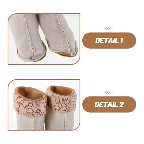 CLISPEED 2pcs Warm Fleece Liners Boot Socks Women Beige Thick Thermal Polyester High 32cm Stylish Resilient Comfort Hiking Boots Travel Adventure Inserts — view 5