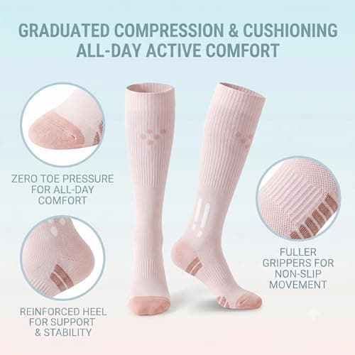 Cotton Compression Socks 15-20 mmhg, Cute Flight Stockings for Women, Travel Essentials for Flying, Nurses, Maternity and Running — view 3