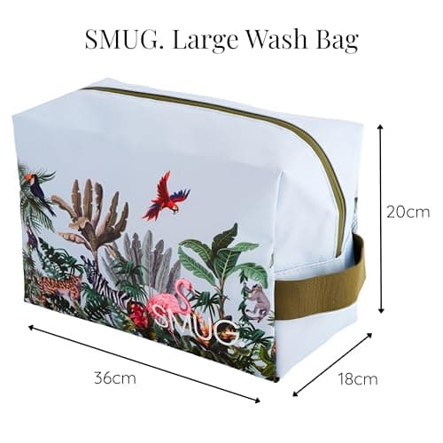 SMUG Wash Bag | Waterproof Travel Toiletry Bags for Travelling, Gym, Shower, Shaving, Toiletries, Cosmetics & Makeup Bag | Large Washbag for Men & Women | Stylish, Spacious & Easy to Clean | Jungle — view 3