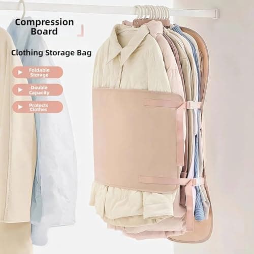 Compression Storage Bags for Clothes, Large Fabric Garment Organisers for Winter and Down Jackets, Space Saving Travel Packing Cubes, Foldable Home(pink) — view 6