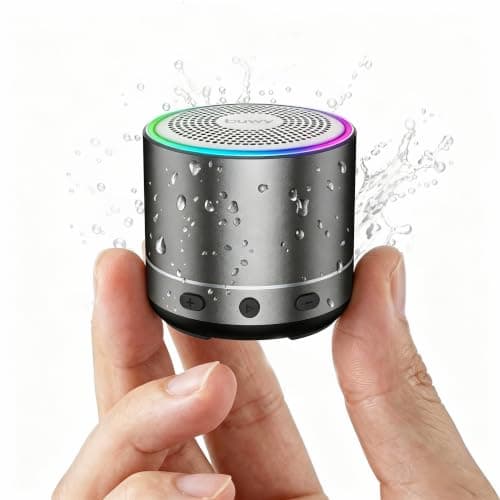 Mini Bluetooth Speaker, Portable Speakers with RGB Lights, HD Stereo, Grey