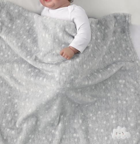 CREVENT Small Fluffy Warm Baby Throw Blanket for Boy and girl Infant Toddler Crib Cot Stroller (75cmX100cm Grey Cloud) — view 4