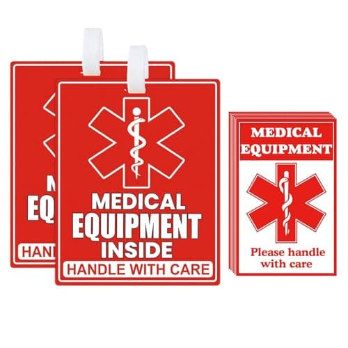 10 Medical Equipment Inside Tag Card, 2 Red Fragile Equipment Inside Tag Medical Equipment ID Identification Luggage Tags, 8 Handle with Care Labels for Medical Supplies (Combination)