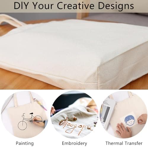 Fuonmka 2 Pack Canvas Tote Bags, 17.7x13.8 Inch Reusable Grocery Shopping Bag, Blank Cotton Bags for DIY Craft, Promotion, Gift, Shopping, Drawing — view 5
