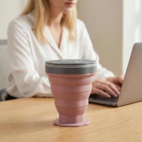 Hontaog 2 Pack Foldable Silicone Cups with Lid – Collapsible Reusable Travel Mugs, Portable Space-Saving Coffee Cups for Camping, Hiking, Outdoor Activities — view 6