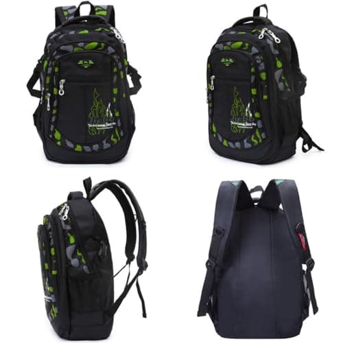 ADGBPE Boys Backpack School Bag Secondary Rucksacks Teenage Student Durable Heavy Duty Large Kids Bookbags Waterproof (1-Green) — view 5