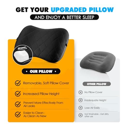 HIKENTURE Camping Pillow with Removable Cover, Ultralight Inflatable Pillow — view 2