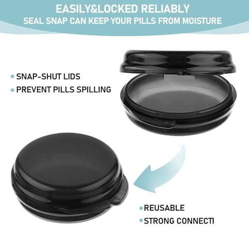 ElevateTech 3 Pack Small Pill Box Mini Pill Case Daily Pill Organizer Travel Pill Container Medicines Storage Box(Black) — view 3