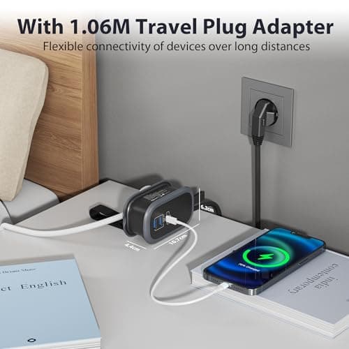 TOPREK UK to European Plug Adapter with 1.06m Lead, PD 38W Fast Charging — view 4