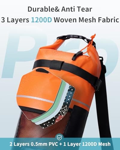 ECOHUB Waterproof Dry Bag with Waterproof Phone Case, 20L Roll Top Lightweight Dry Backpack with Long Adjustable Shoulder Strap for Kayaking Hiking Canoeing Floating Rafting Swimming, Burnt Orange — view 4