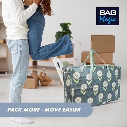 Extra-Large 100L Storage & Shopping Bag – Heavy-Duty PVC Zip Holdall for Laundry, Moving, Travel & Home Organisation - Daisy — view 5