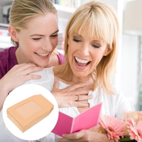 Hoement Kraft Paper Document Folder Envelopes Simple and Elegant Appearance 25pcs with Window Khaki Colour, for Greeting Cards and Office Storage — view 5