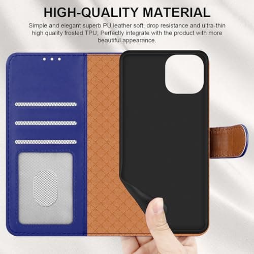 iCatchy for iPhone 15 Case 6.1 Inch, PU Leather Wallet Flip Case with Card Slots, RFID Blocking, Magnetic Closure, Stand, Full Body Protective Folio Cover (Blue) — view 6