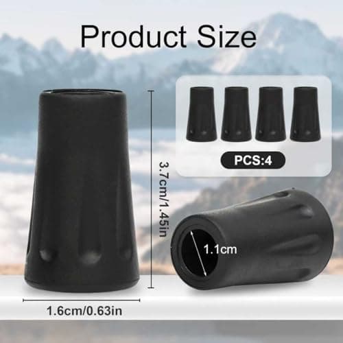 4Pcs Hiking Poles Rubber Buffer, 11mm Non Slip Walking Pole Rubber Tips — view 2