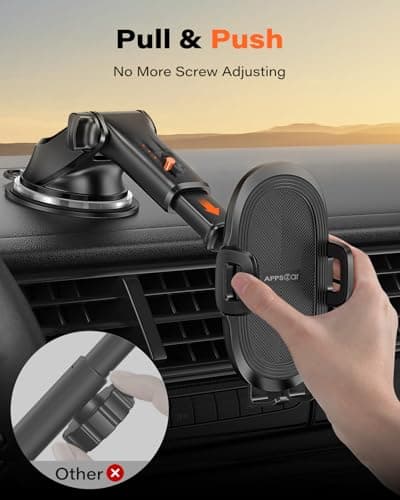 APPS2Car Car Phone Holder, Dashboard Windscreen Sturdy Suction Cup Mount, 360° Universal Holder forCompatible 4.7-6.8“ iPhone12/11/Pro, Samsung S21 and More (Suction) — view 2