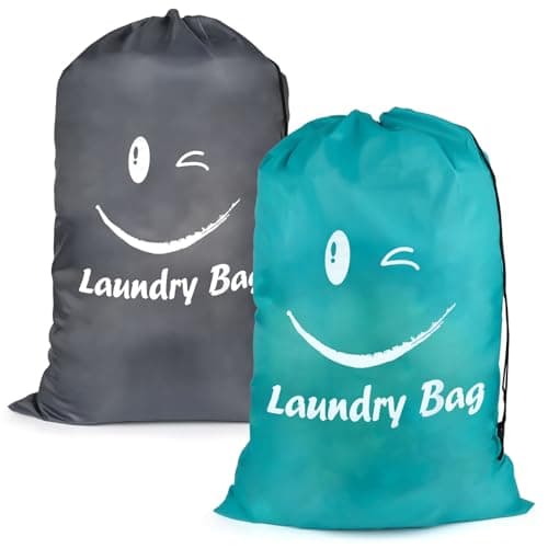 2 PCS Travel Laundry Bags, 24" x 36" Portable Large Laundry Bag (Grey,Blue)