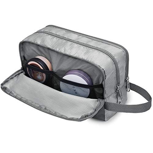 WANDF Toiletry Bag Water-Resistant Nylon Travel Wash Bag Lightweight Dopp Kit for Men and Women (A-Grey) — view 3