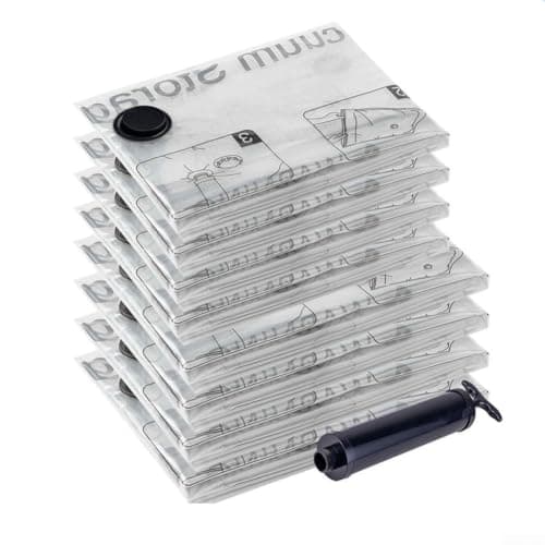 Vacuum Seal Bags Set 10 Pack Hand Pump White Multiple Sizes Space Saving — view 3