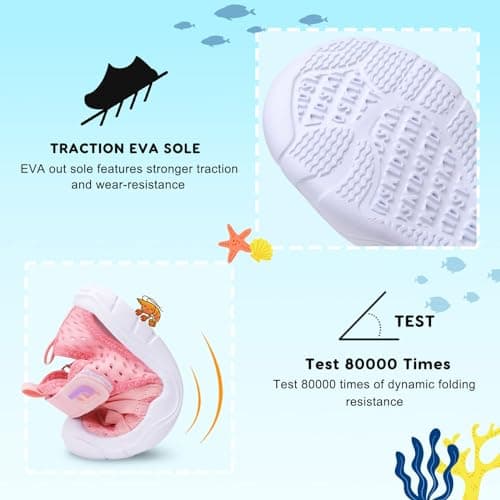 JOINFREE Baby Sandals Boys Girls Breathable Quick Dry Water Shoes, Lightweight Non-Slip Toddler Beach Sandals for Pool, Summer Outdoor & Indoor Wear Pink, 3 Child — view 4