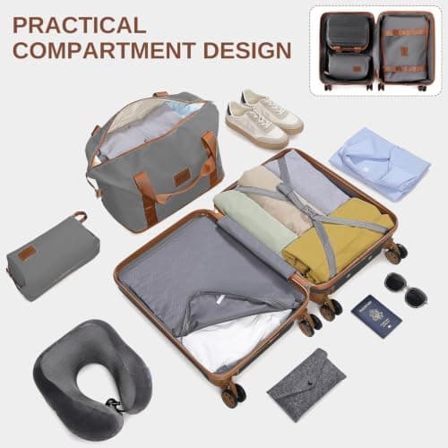 Kono 4 Piece Luggage Set ABS+PC Hard Shell Carry-On Cabin Suitcase, Grey — view 4