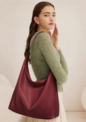 KALIDI Vegan Leather Tote Bag Women Hobo Zipper Shoulder Handbag Slouchy — view 2