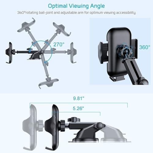 NWNK13 Car Phone Holder for Cars Dashboard Windscreen Desk, 3in 1 Mobile Phone Mount Automobile Cradle 360° Rotatable Stand GPS Vehicle Mount for Samsung S26 S26Ultra S26+ S25 S25Ultra S24 S24+ — view 4
