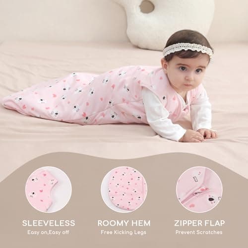 Yukkidds Baby Sleeping Bag 1.5 Tog, Cotton Sleep Sack 0-6 Months — view 4
