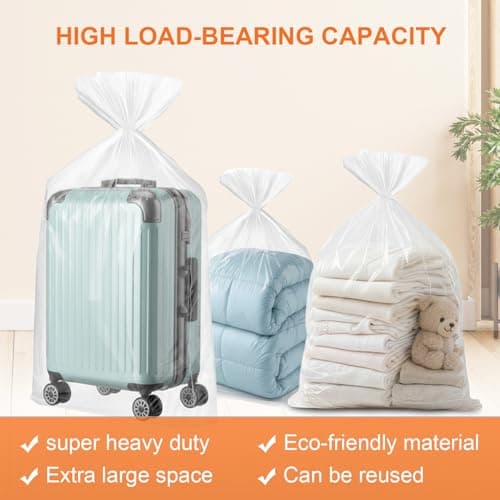 6 Pcs Extra Large Clear Plastic Storage Bags, 150 x 150cm Clear Large Plastic Bags for Clothes, Furniture, Luggage, Suitcase, Quilts, Chair, Bike, Big Plush Storage Bag — view 3