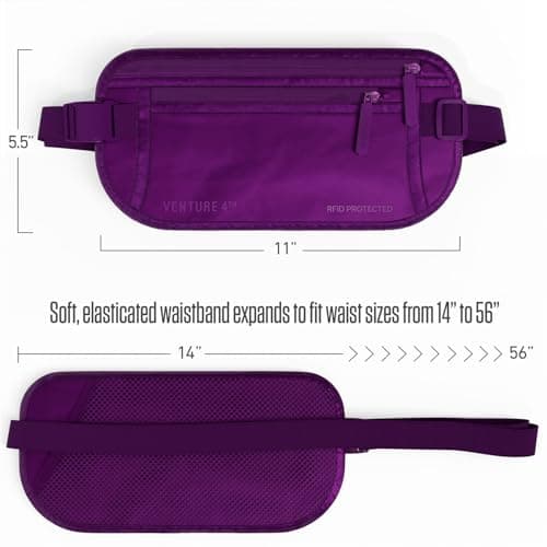 VENTURE 4TH Slim Passport Holder - RFID Blocking Travel Pouch to Protect Cash, Credit Cards and Travel Documents, Sleek Purple, One Size, Modern — view 6