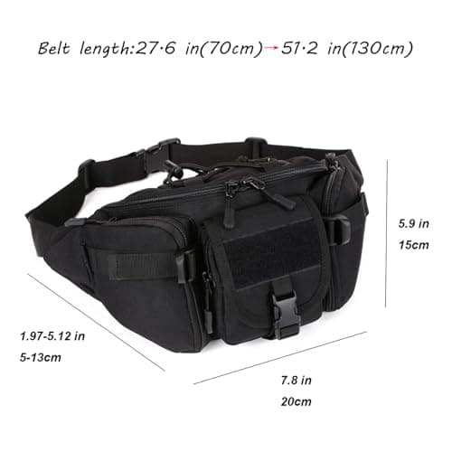 Men's Tactical Waist Bag Military Tactical with Molle Design Multi-Pocket Shoulder Bag for Trekking, Mountain, MTB and Outdoor Activities, Black — view 4