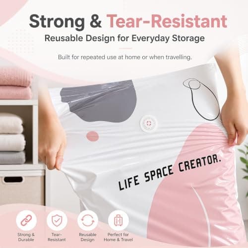 No Pump Vacuum Storage Bags, 2 Pack 100 x 80 cm Space Saver Bags for Duvets — view 5