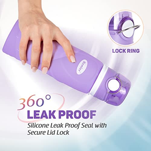 Kemier Collapsible Water Bottle - Drinks Bottle Silicone Foldable Water Bottle for Travel Gym Hiking BPA Free Portable Leakproof Sports Water Bottle with Carabiner 750ML 26OZ — view 4