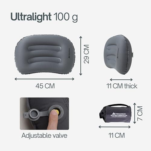 Trinordic Lightweight Inflatable Camping Pillow - Soft Cover, Grey — view 6