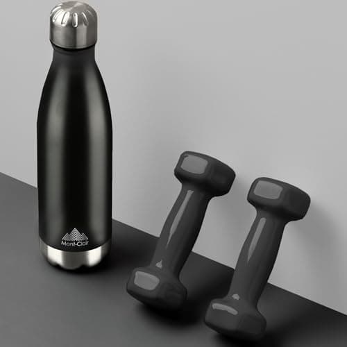 Mont-Clair H2O Stainless Steel Water Bottle, Vacuum Insulated - BPA Free, 12h Hot & 24h Cold Drinks, Metal Water Bottle 500ML Leakproof, Ideal for Adult, Kids, Running - Black — view 6