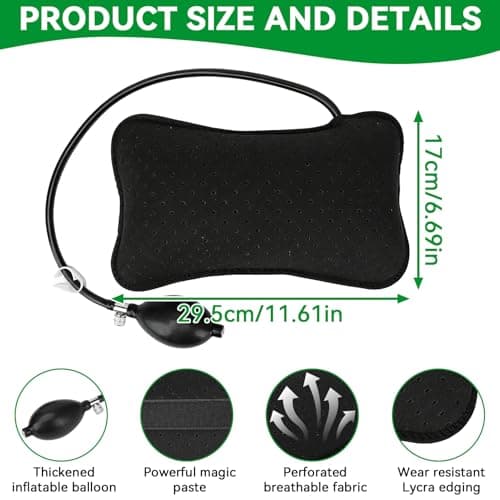 Agatige Inflatable Lumbar Support Pillow, Portable Adjustable Lumbar Pillow for Office Chair Low Back Support Pillow with Pump Back Pillow for Rest, Sleeping, Travel — view 5