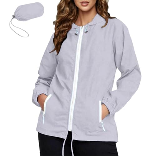 Lightweight Zip Up Hooded Jacket With Packable Design, Slim Casual Outdoor Layer For Travel And Hiking