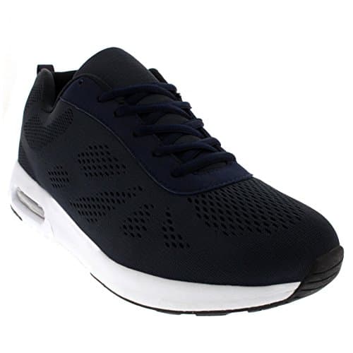 Get Fit Men’s Air Cushioned Running Trainers - Lightweight Breathable Gym Shoes with Shock Absorbing Sole - Comfortable Lace-Up Athletic Walking Sneakers - Navy/White - 11 — view 3