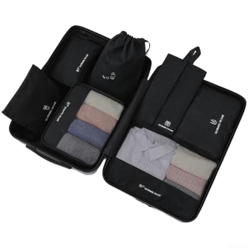 Travel Compression Bags 7 Pack Space Saver Organizer(Black)