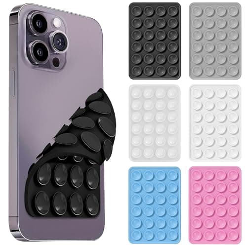 SENLINLU 6Pack Silicone Double Sided Suction Cup Phone Case Mount, Suction Phone Holder, Hands-Free Designed for Car/Dashboard/Gym/Mirror Multi-Surface Mount for afll Phone