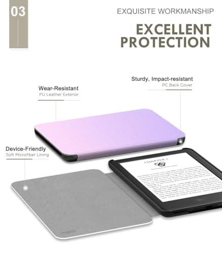 MoKo Case Fits 6" Kindle Basic 11th Generation 2024/2022, Gradient Purple — view 4