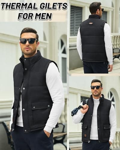 KEFITEVD Men's Body Warmer Winter Fleece Fishing Gilet Sleeveless Jacket — view 2