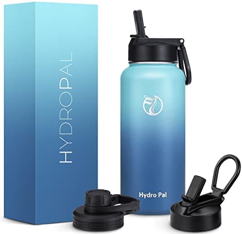 HydroPal Vacuum Insulated 1L Stainless Steel Water Bottle with Dual Lids