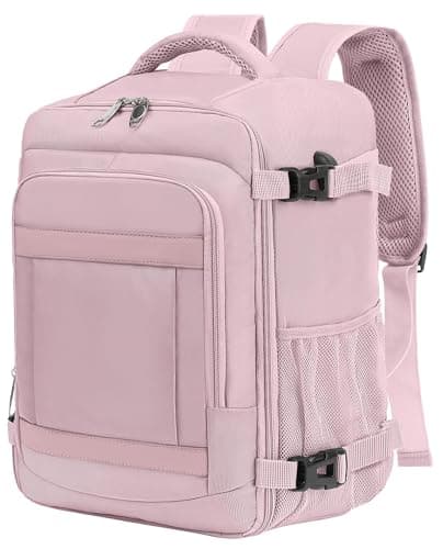 KLOSTAIN for Easyjet Cabin Bag 45x36x20 Travel Backpack Hand Luggage Carry-ons Bag Laptop Backpack Ruscksack for Airplanes Flight New Easyjet Underseat Cabin Bags Fit 14" Laptop Light Pink