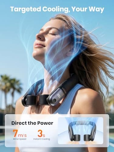 Warmco N5 10000mAh Portable Rechargeable Neck Fan for Travel & Outdoor — view 2