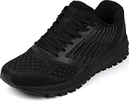 WHITIN Women Men Trainers Walking Size 5 Nonslip Cushion Jogging Running Athletic Gym Sport Tennis Breathable Sneakers All Black EU 38