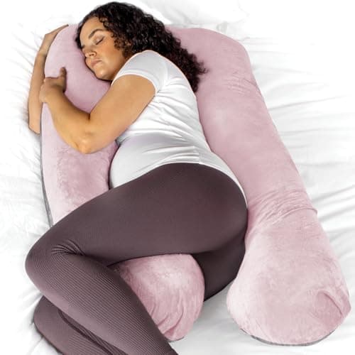 Aamira U Shaped Pregnancy Pillow, Memory Foam, Pink & Dark Grey