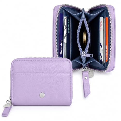 Small Purses for Women Faux Leather RFID Multi-Slot Card Wallet (Purple)
